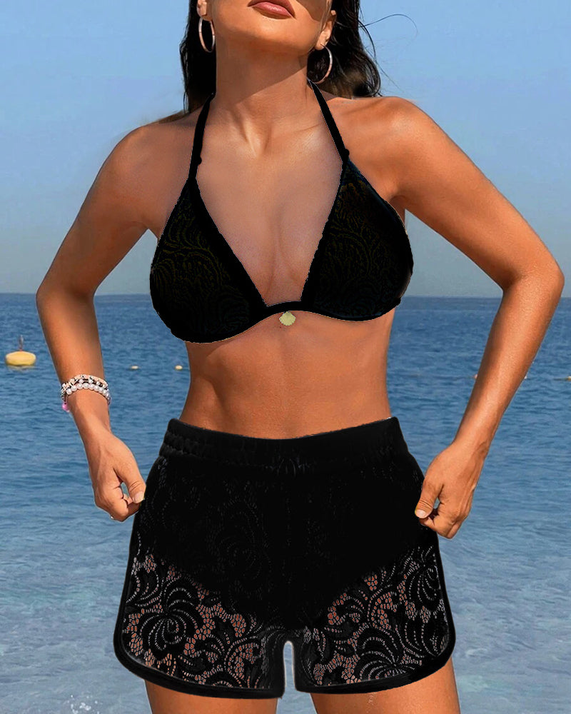 Stacey™ | Elegant Solid Lace Bikini Set