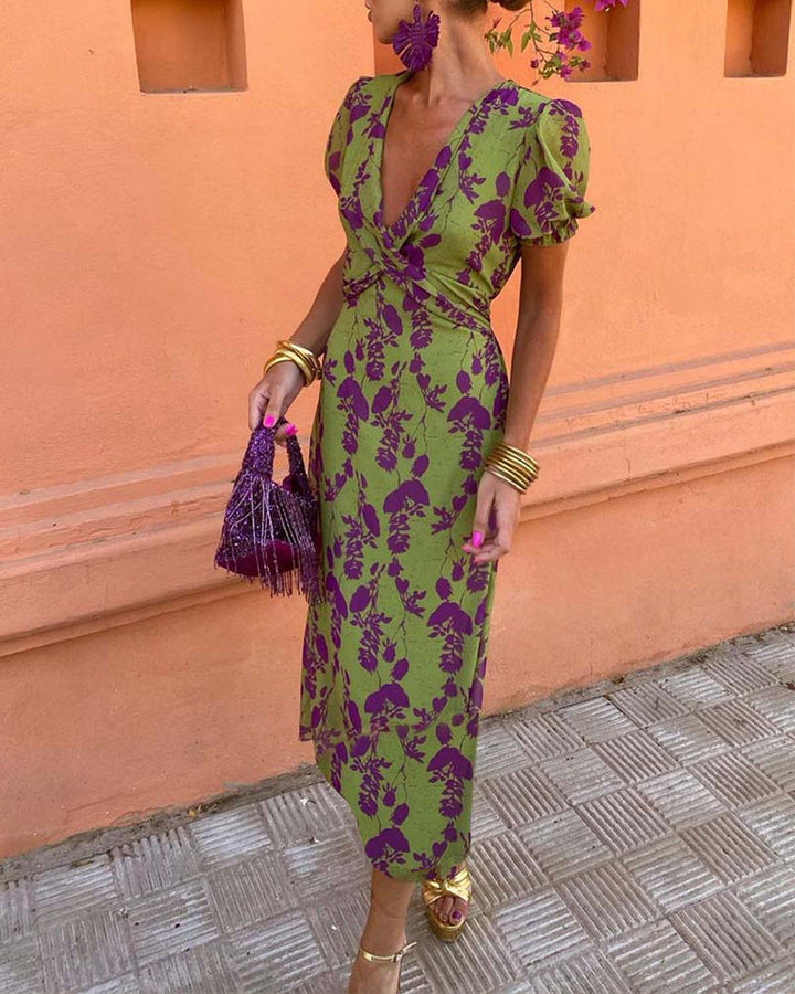 Della | Women's Pleated Floral Print Boho Dress
