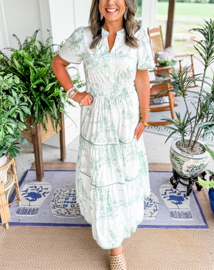 Paula | Button-Front Tiered Midi Dress