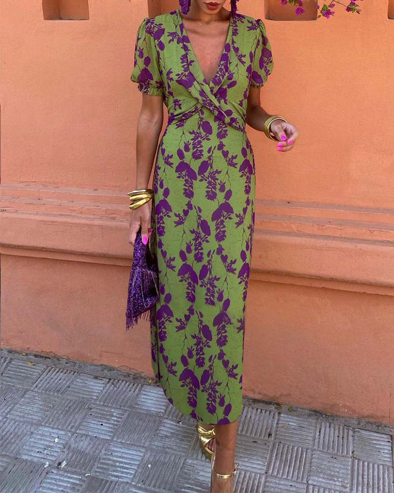 Della | Women's Pleated Floral Print Boho Dress