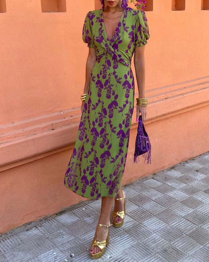 Della | Women's Pleated Floral Print Boho Dress