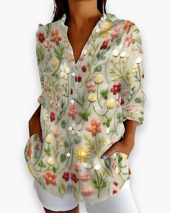 Nova | Women's Printed Long Sleeve Button Up Shirt