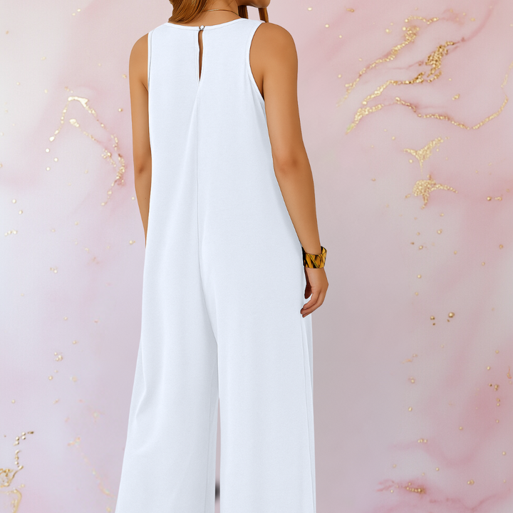Aria | Women's Wide Leg Sleeveless Jumpsuit V-Neck