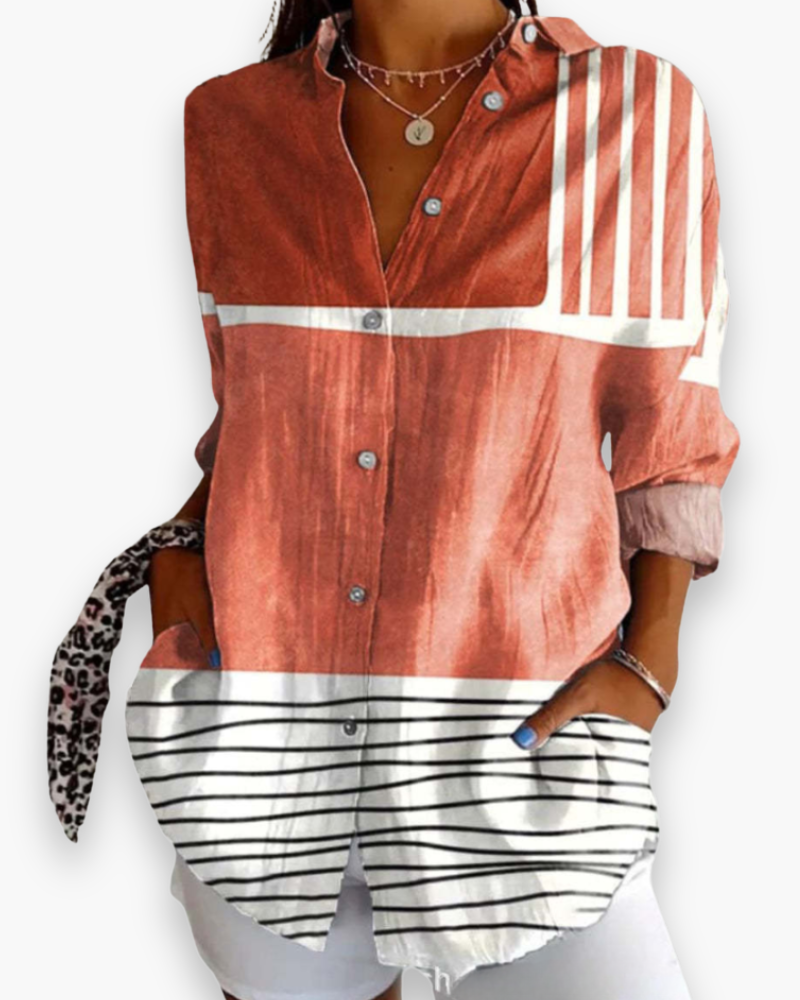 Nova | Women's Printed Long Sleeve Button Up Shirt