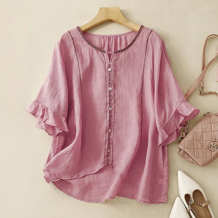 Gia™ | Embroidered Ruffle Sleeve Blouse