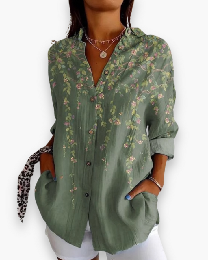 Nova | Women's Printed Long Sleeve Button Up Shirt