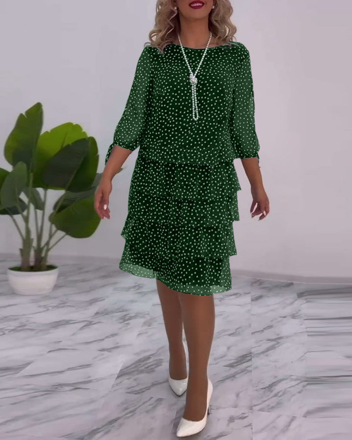 Sophia | Women's Tiered Polka Dot Dress with Split Sleeves