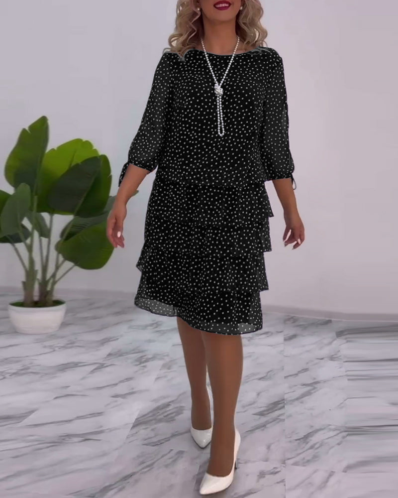 Sophia | Women's Tiered Polka Dot Dress with Split Sleeves