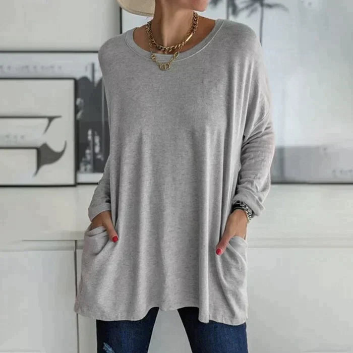 Daliah | Women's Oversized Long Sleeve Tunic Top with Pockets