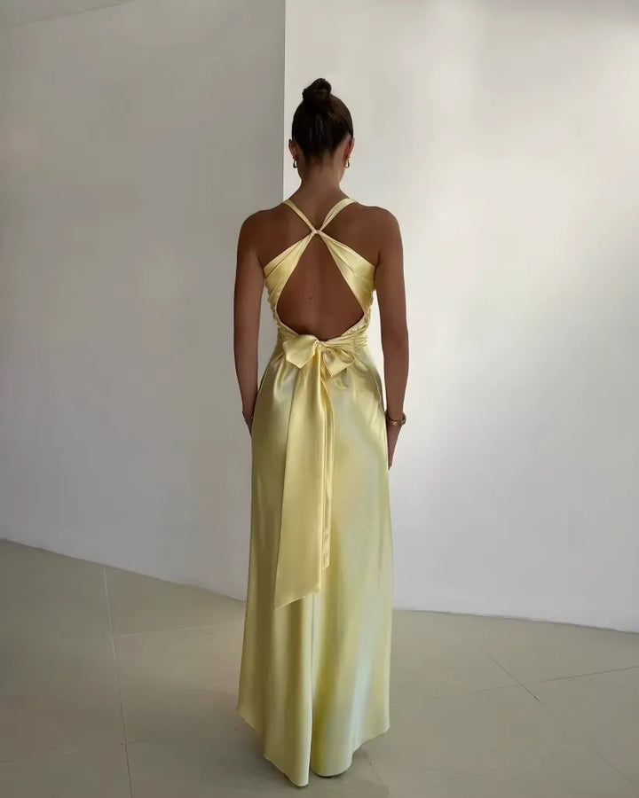 Rosalyn™ | V-Neck Bow Backless Maxi Dress