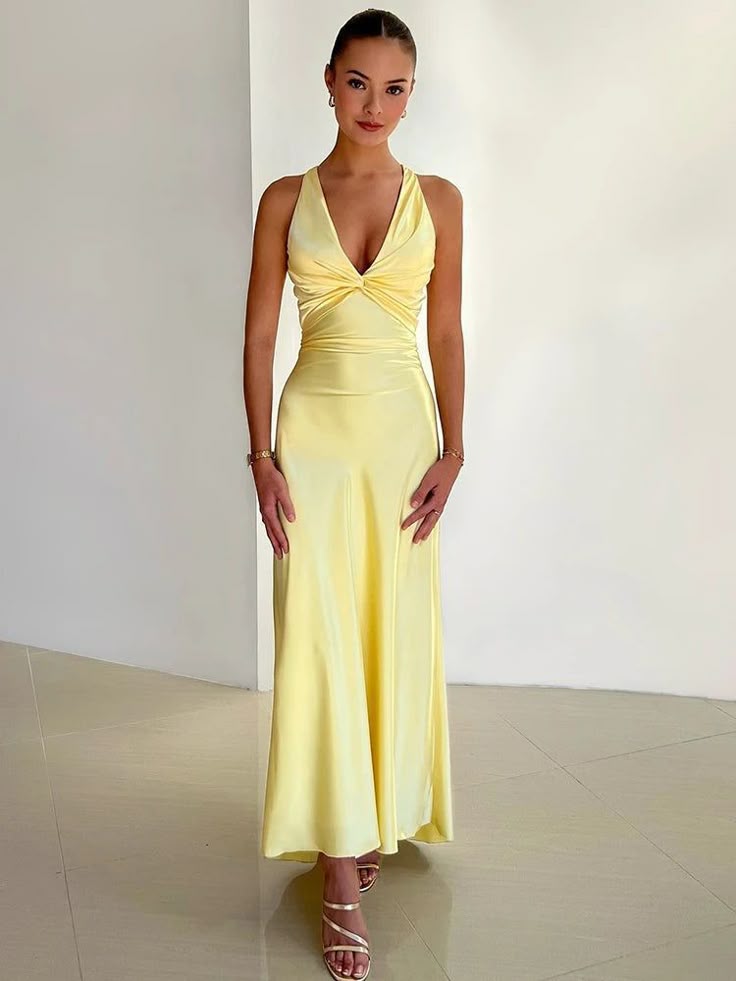 Rosalyn™ | V-Neck Bow Backless Maxi Dress