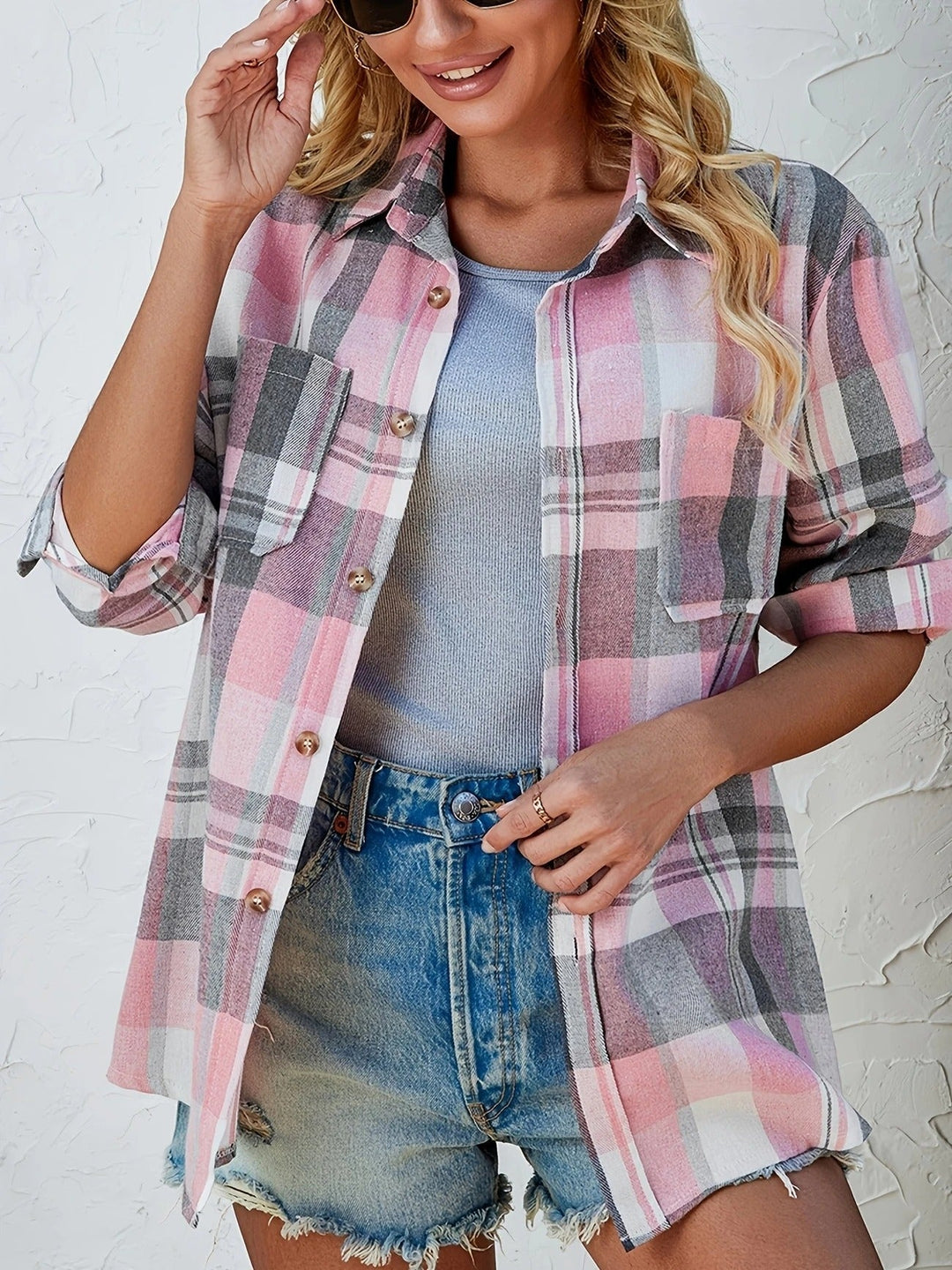 Sadie | Women's Plaid Flannel Long Sleeve Button Up Shirt