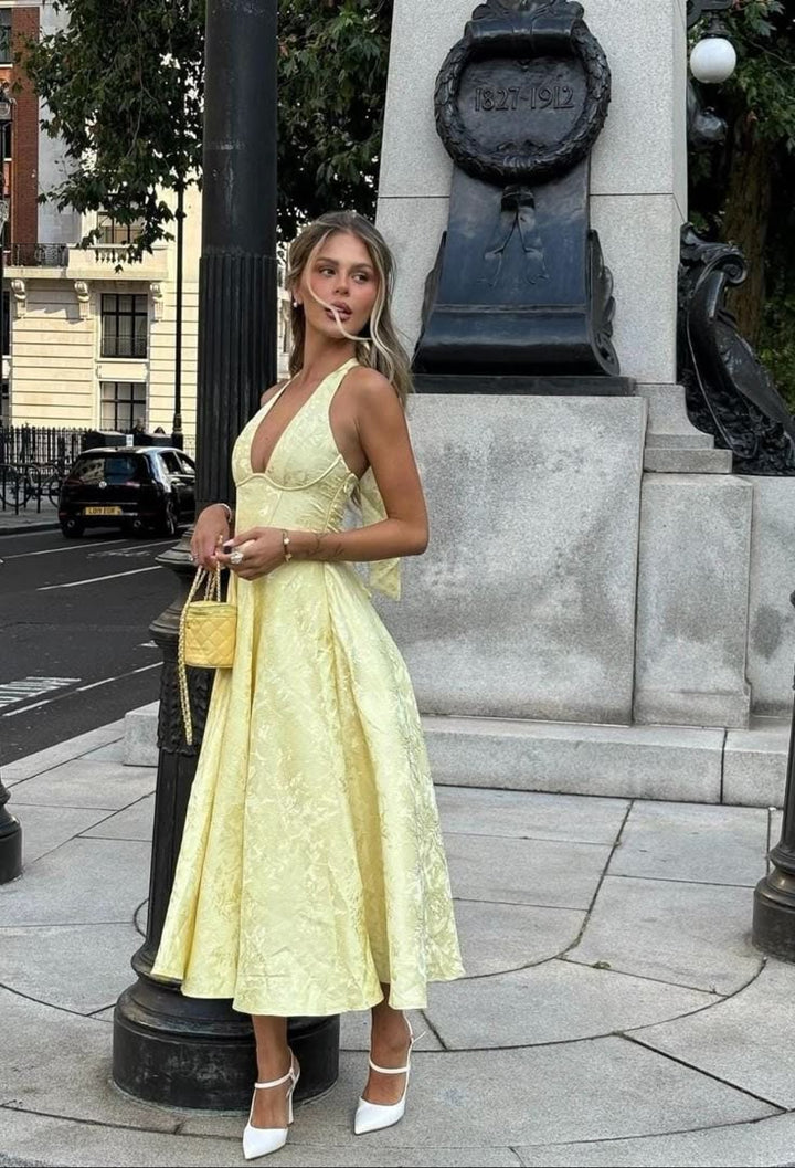 Niamh™ | Elegant Embroidered Deep V Sleeveless Dress