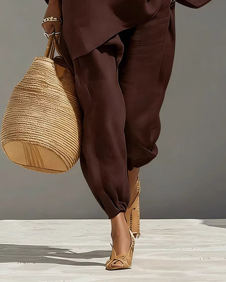 Set V-Neck Relaxed Sleeve Casual