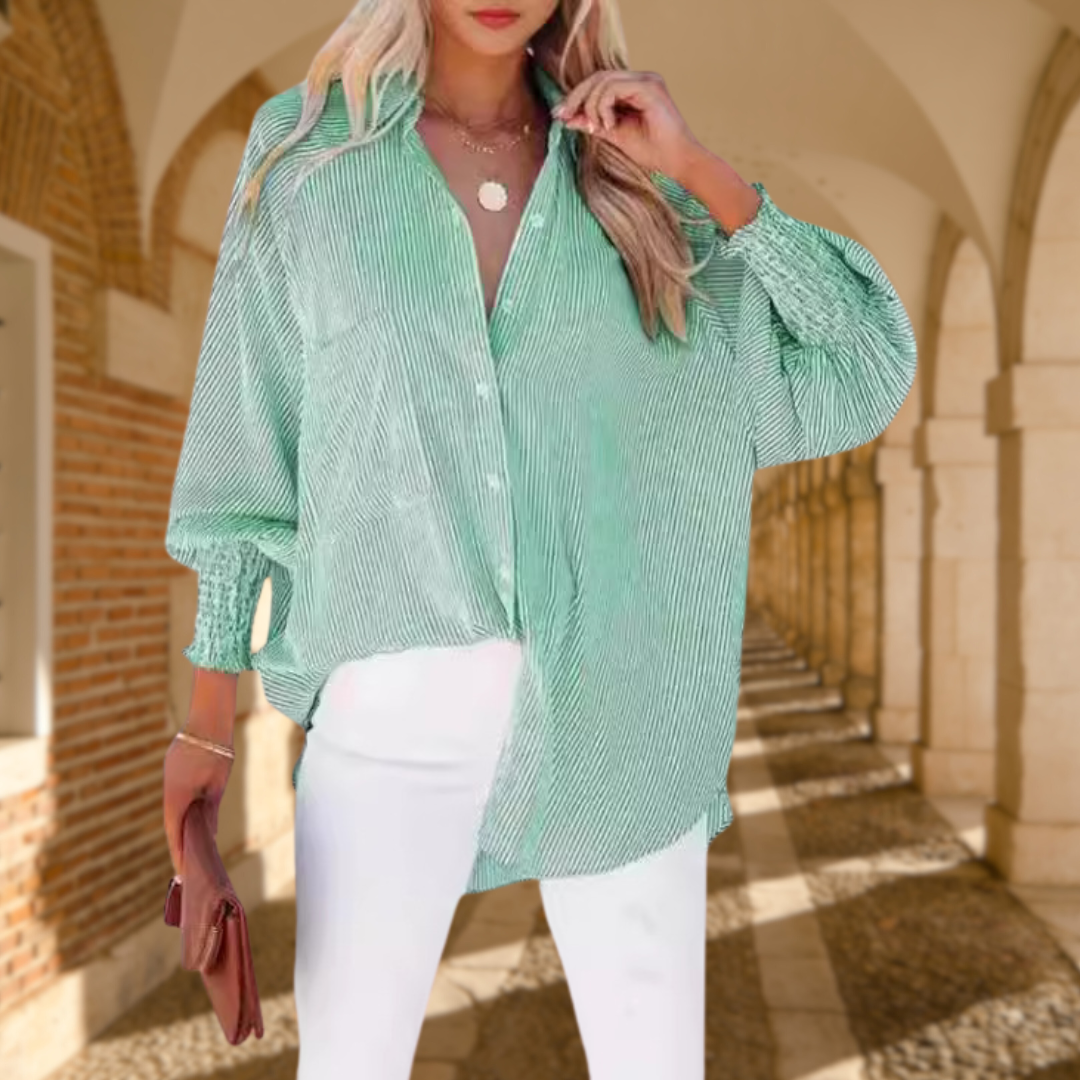 Elsie | Women's Oversized Button Up Shirt Balloon Sleeve Casual Blouse