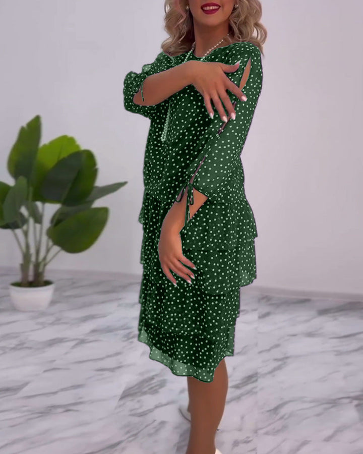 Sophia | Women's Tiered Polka Dot Dress with Split Sleeves