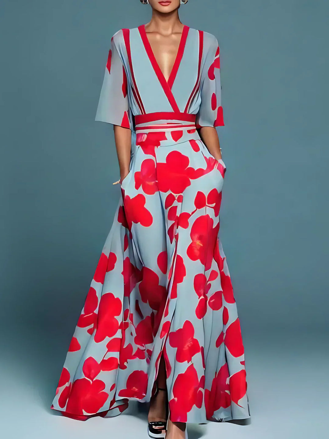Laure™ | Elegant Floral Wrap Dress