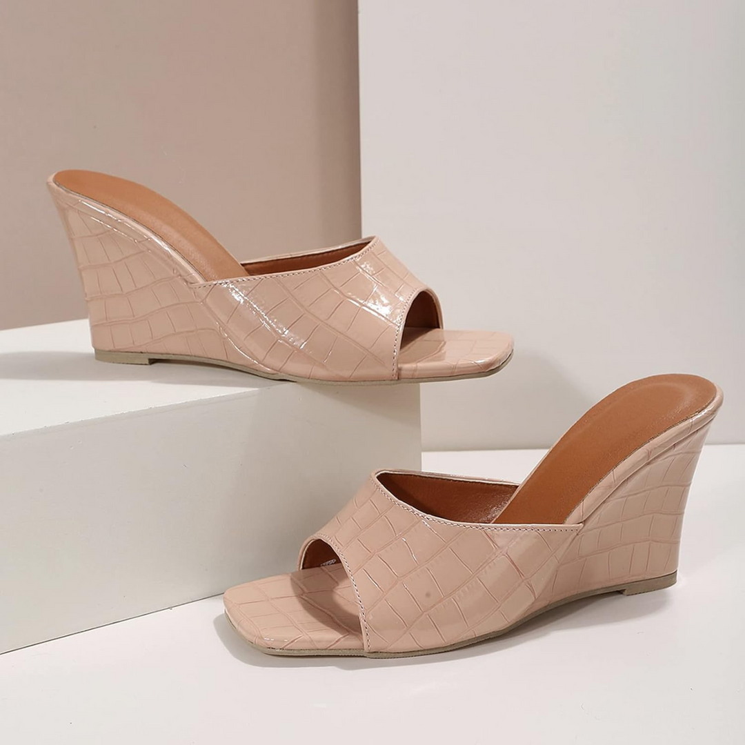 Monroe Faux Snake Leather Wedges