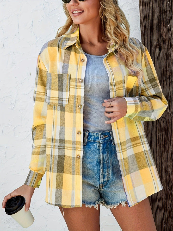 Sadie | Women's Plaid Flannel Long Sleeve Button Up Shirt