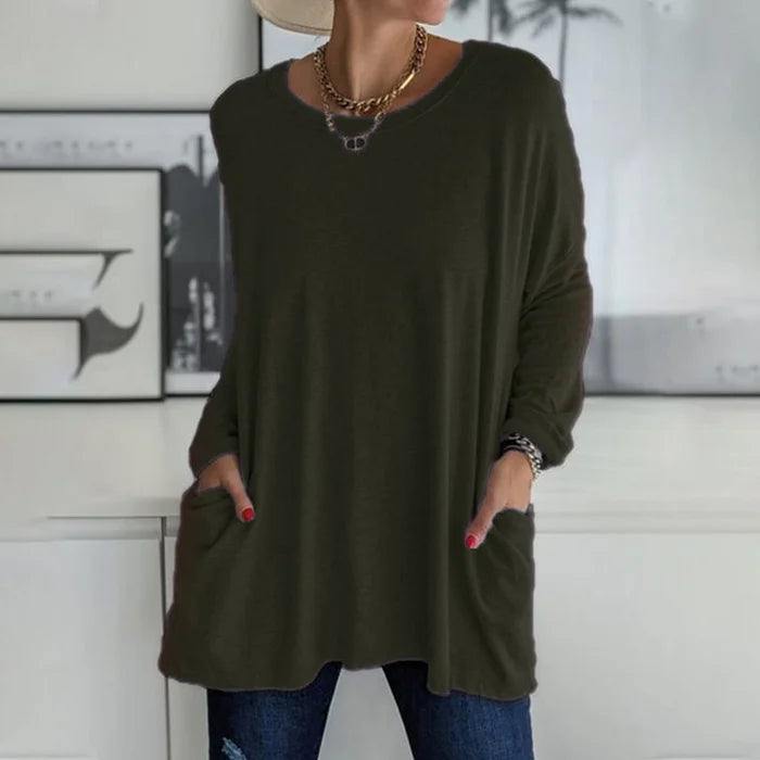 Daliah | Women's Oversized Long Sleeve Tunic Top with Pockets