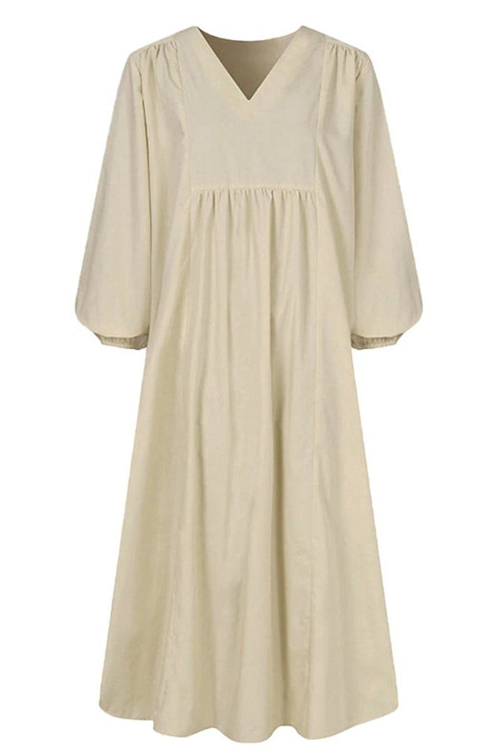 Hazel | Women's V-Neck Long Sleeve Midi Dress Loose Fit