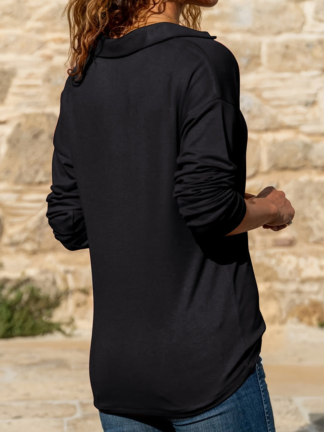 Casey | Women's Half Zip Collar Long Sleeve Knit Pullover Top