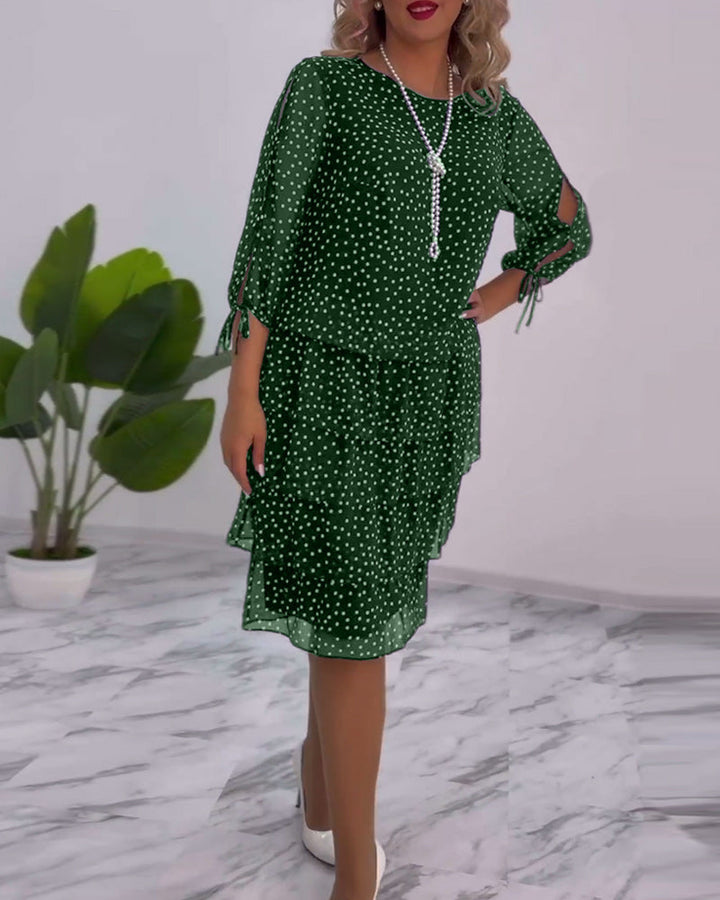 Sophia | Women's Tiered Polka Dot Dress with Split Sleeves