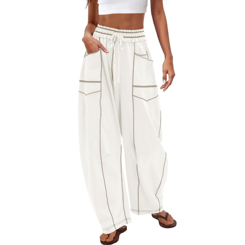 Vera | Women's Wide-Leg Cargo Pants High-Rise Drawstring Trousers