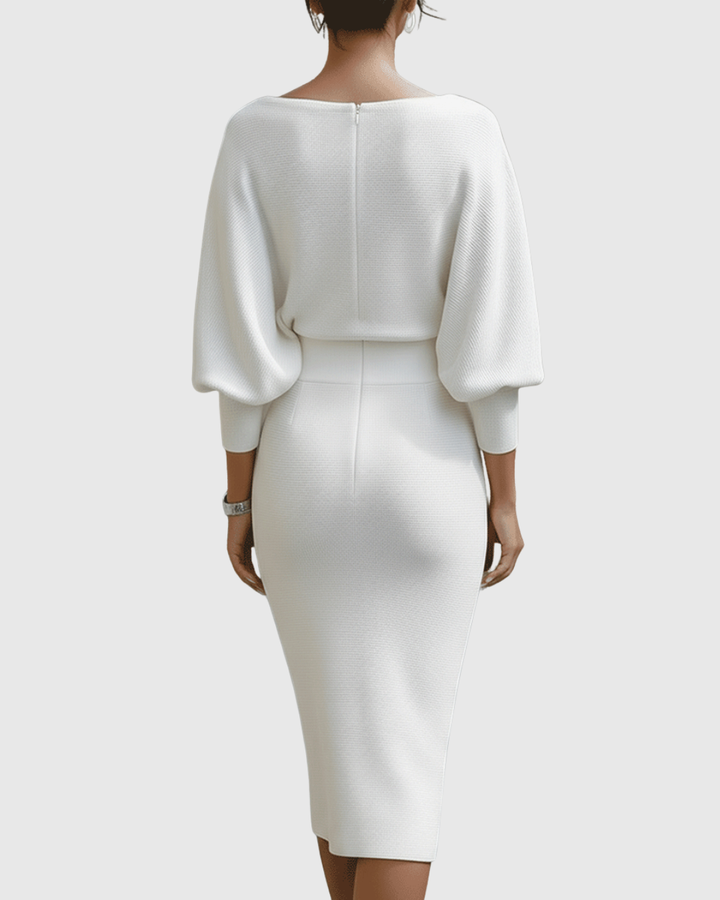 Celeste | Women's Cowl Neck Batwing Sleeve Midi Dress