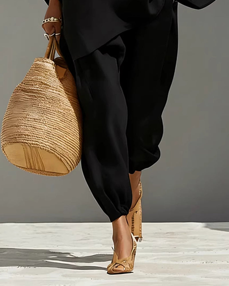 Set V-Neck Relaxed Sleeve Casual