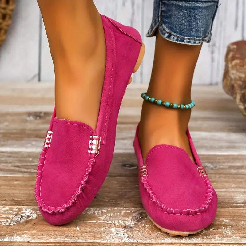 Ruby | Women's Flat Slip-On Loafers with Buckle Detail
