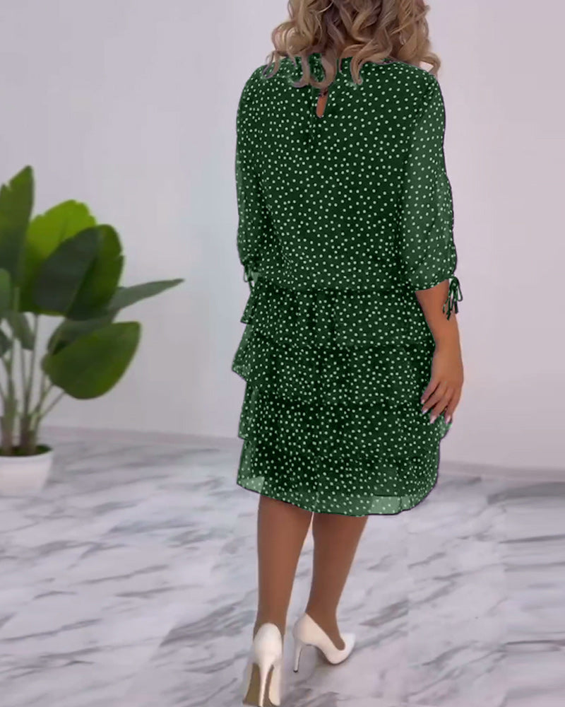 Sophia | Women's Tiered Polka Dot Dress with Split Sleeves