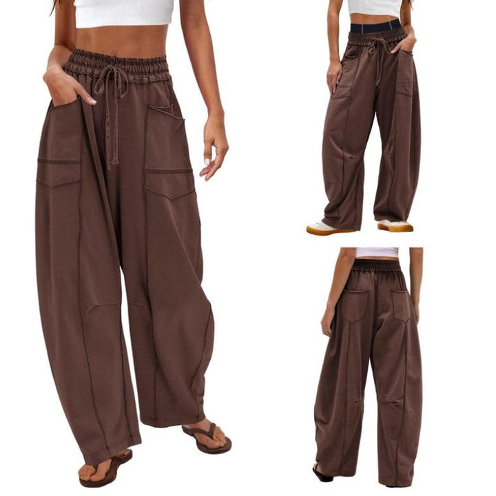 Vera | Women's Wide-Leg Cargo Pants High-Rise Drawstring Trousers