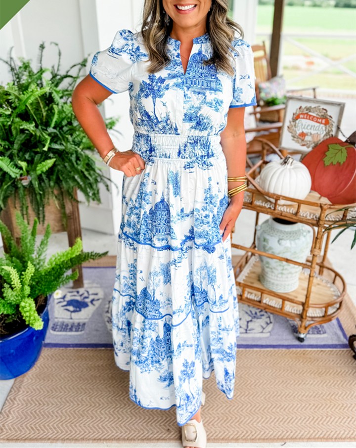 Paula | Button-Front Tiered Midi Dress