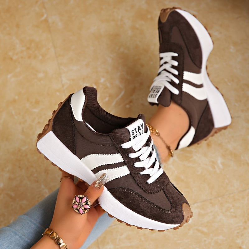 Riley | Women's Retro Platform Sneakers Lace-Up Casual Trainers