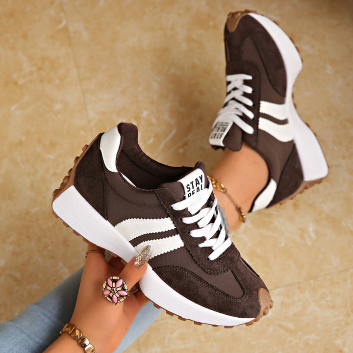 Riley | Women's Retro Platform Sneakers Lace-Up Casual Trainers