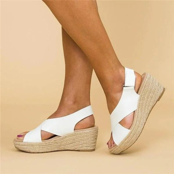 Carmen | Women's Cross Strap Espadrille Wedge Sandals Open Toe