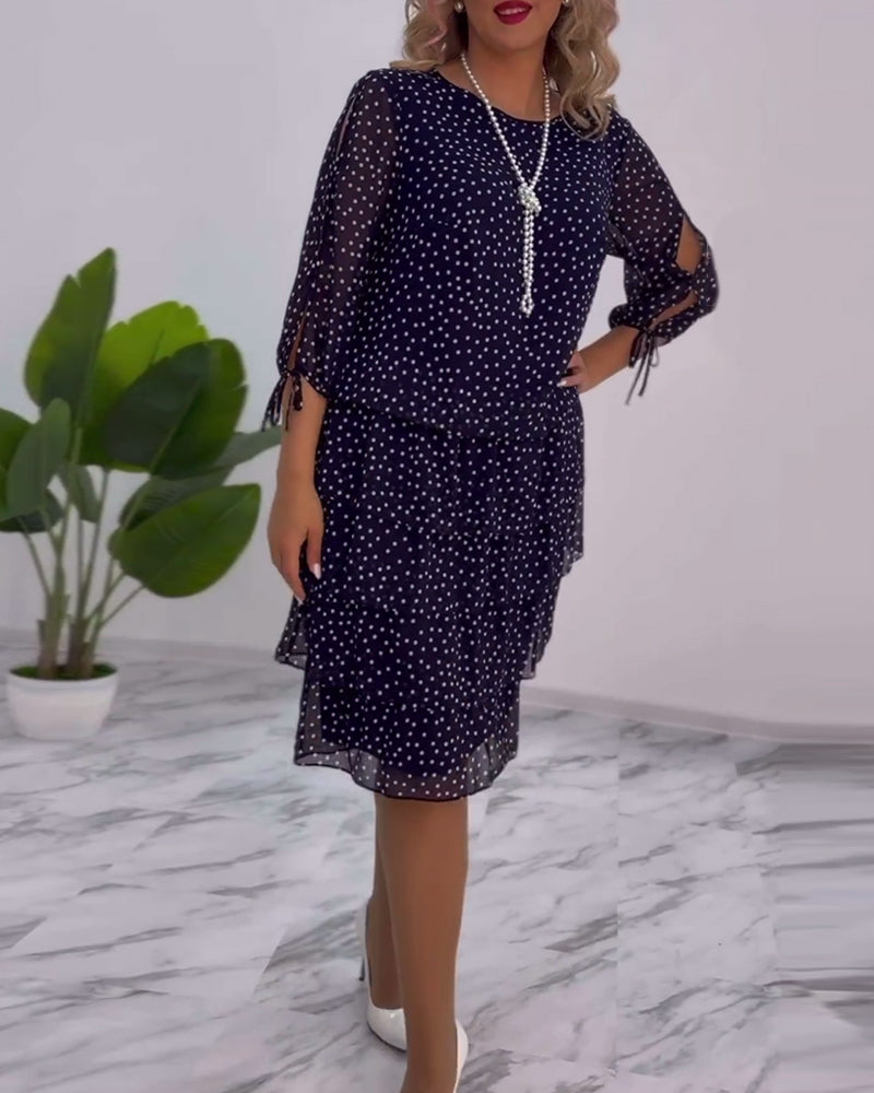 Sophia | Women's Tiered Polka Dot Dress with Split Sleeves