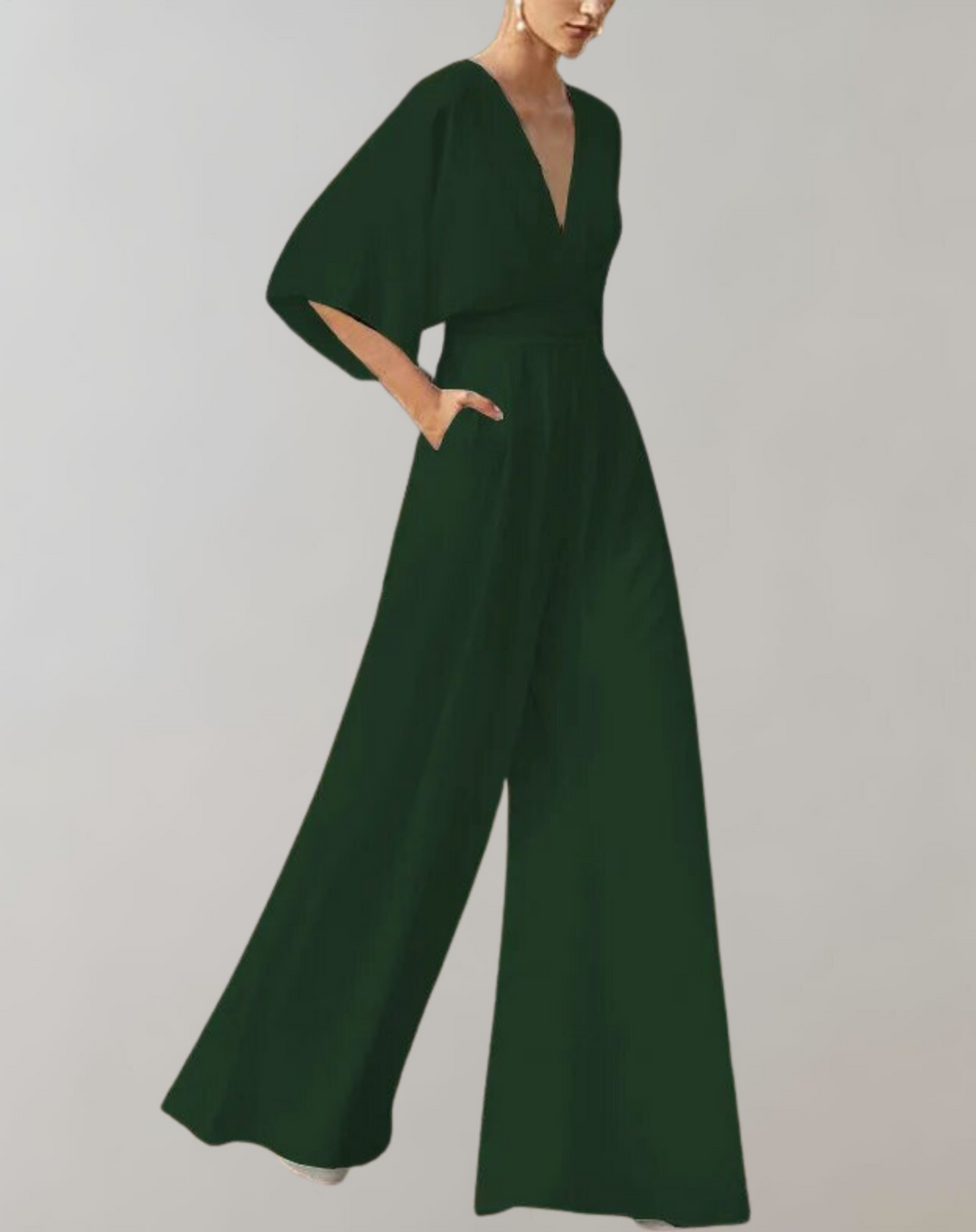 Serafina | Women's V-Neck Wide-Leg Jumpsuit Kimono Sleeve Formal Playsuit