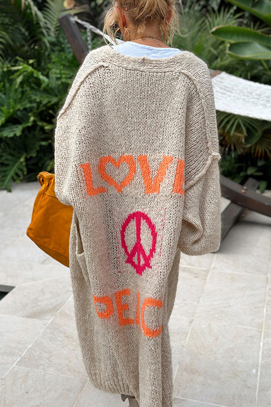 Sunny | Women's Oversized Longline Knit Cardigan Graphic Open Front