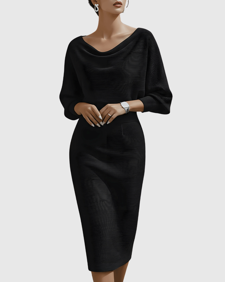 Celeste | Women's Cowl Neck Batwing Sleeve Midi Dress