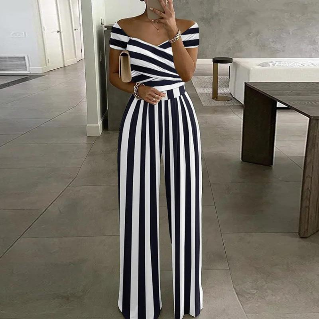 Luna | Women's Off Shoulder Wide Leg Printed Jumpsuit