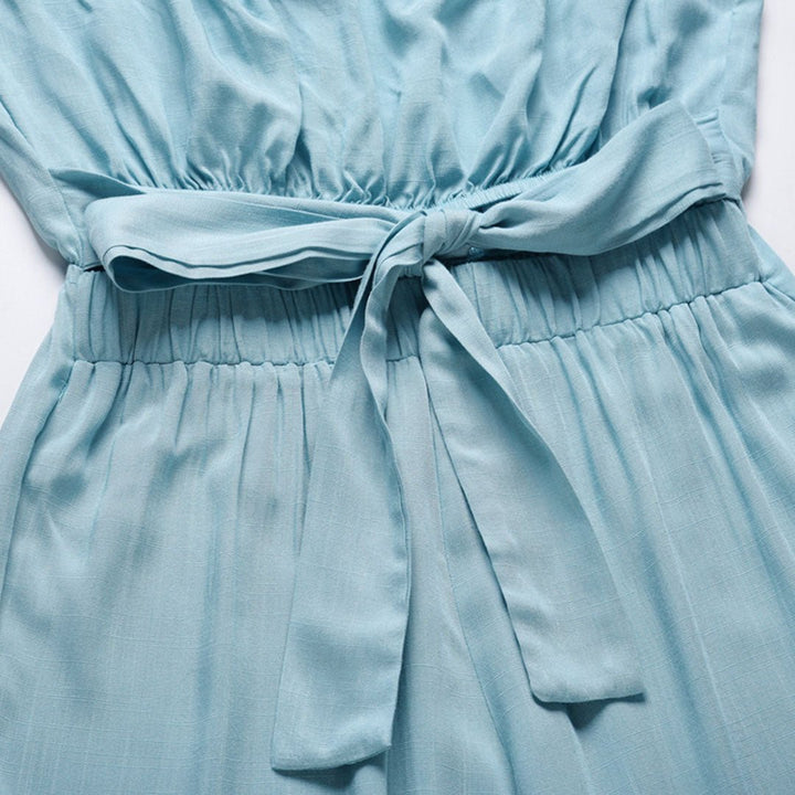 Luna | Women's Strapless Wide Leg Jumpsuit Tie Waist