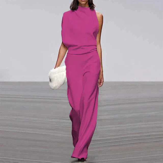 Aria | Women's Sleeveless Wide-Leg Jumpsuit with Mock Neck