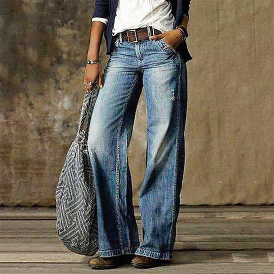 Stevie | Women's High Waist Wide Leg Jeans Flared Denim Retro Flares