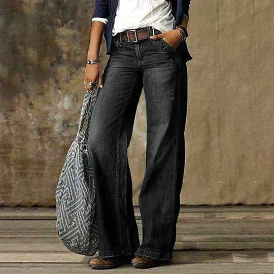 Stevie | Women's High Waist Wide Leg Jeans Flared Denim Retro Flares
