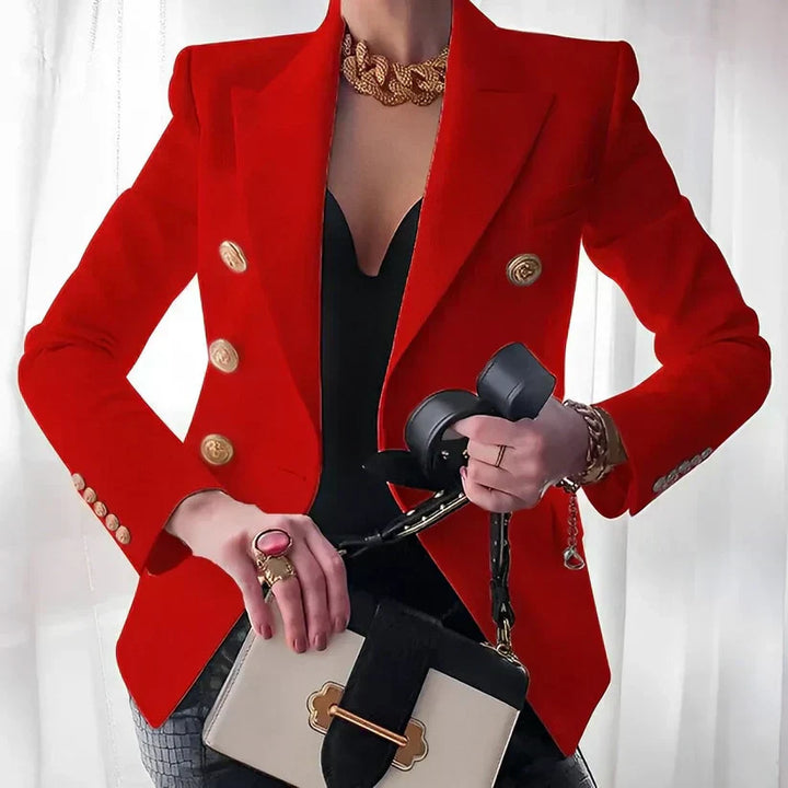Elan | Women's Double Breasted Blazer Gold Button Tailored Jacket