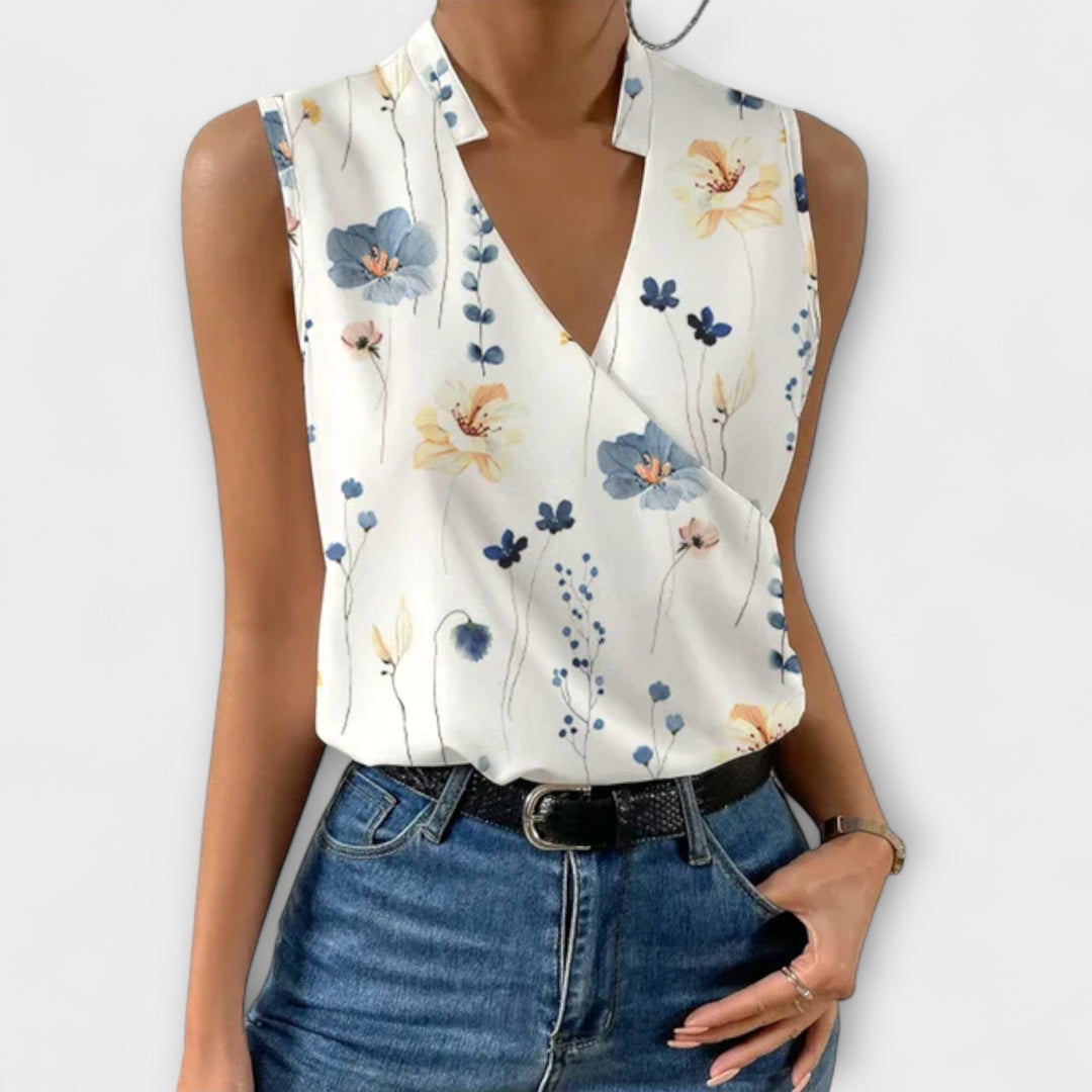 Luna | Women's Sleeveless Wrap V-Neck Top Surplice Blouse