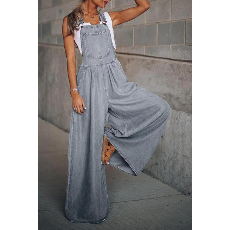 River | Women's Wide-Leg Denim Dungaree Jumpsuit