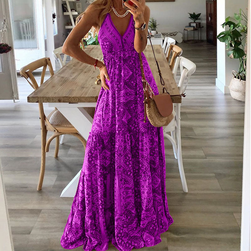 Wren | Boho Spaghetti Strap V-Neck Maxi Dress